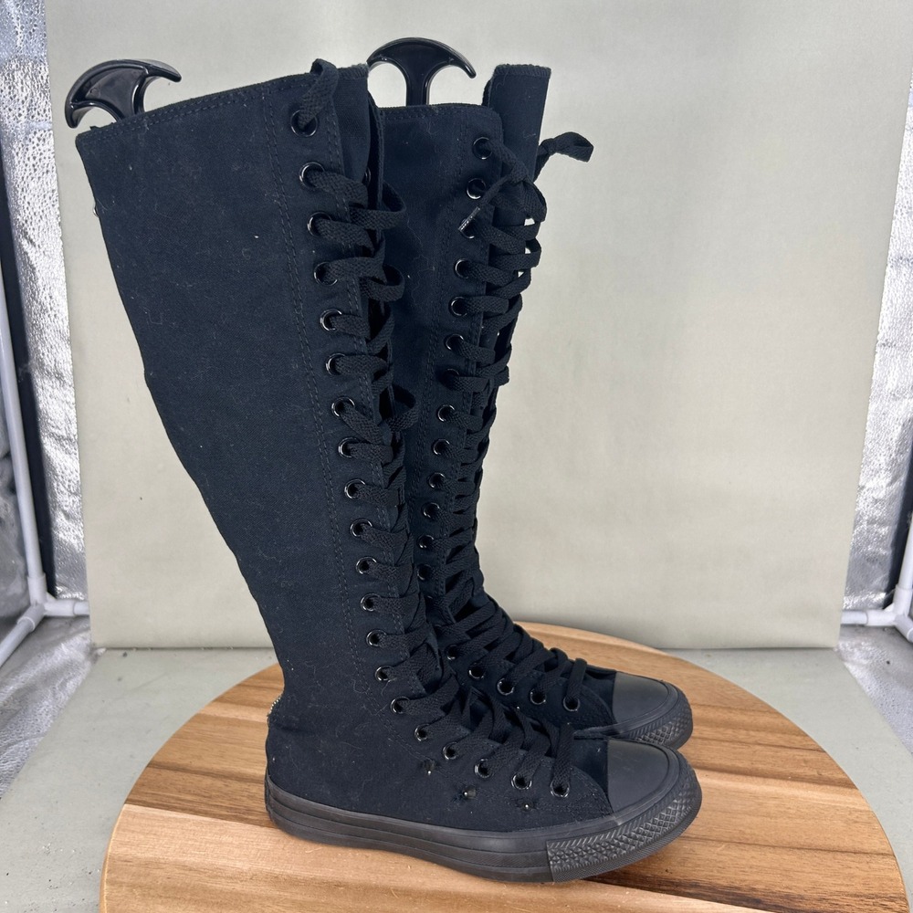 Converse Chuck Taylor All Star XX Hi Black Canvas Knee High Studded Boots